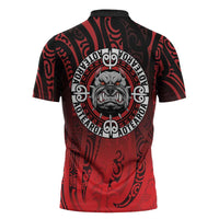 Aotearoa Bulldog Zipper Polo Shirt New Zealand Kowhaiwhai Tribal - Polynesian Pride