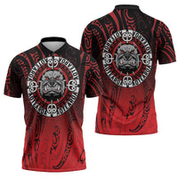 Aotearoa Bulldog Zipper Polo Shirt New Zealand Kowhaiwhai Tribal - Polynesian Pride