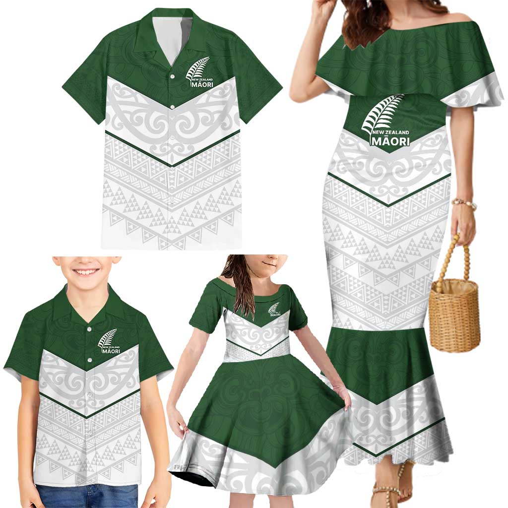 Custom New Zealand Maori Niho Taniwha Family Matching Mermaid Dress and Hawaiian Shirt