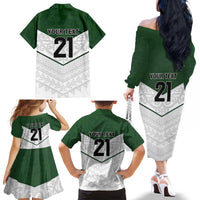 Custom New Zealand Maori Niho Taniwha Family Matching Off The Shoulder Long Sleeve Dress and Hawaiian Shirt