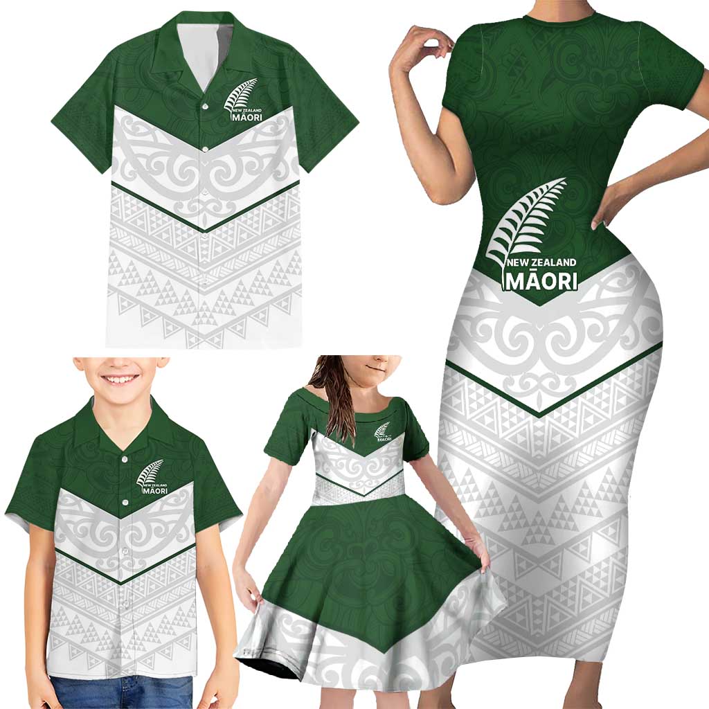 Custom New Zealand Maori Niho Taniwha Family Matching Short Sleeve Bodycon Dress and Hawaiian Shirt