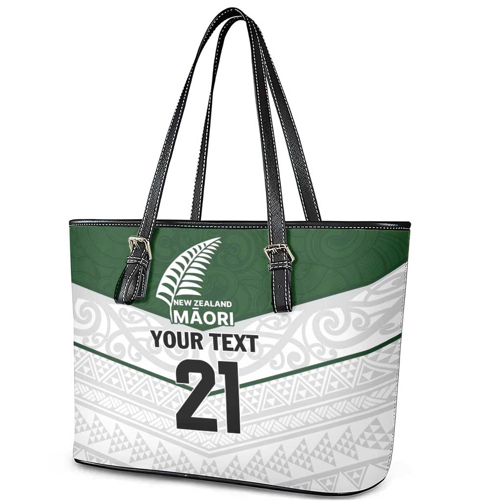 Custom New Zealand Maori Niho Taniwha Leather Tote Bag