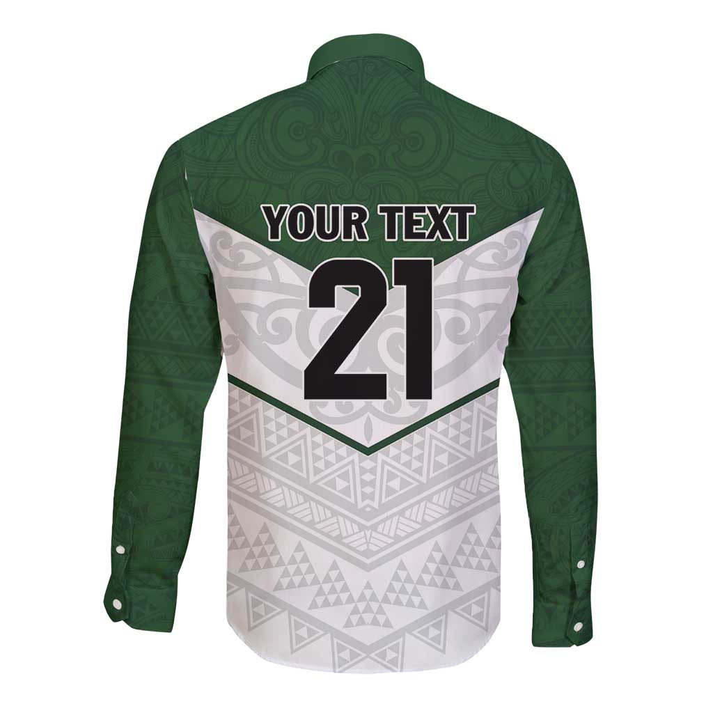 Custom New Zealand Maori Niho Taniwha Long Sleeve Button Shirt