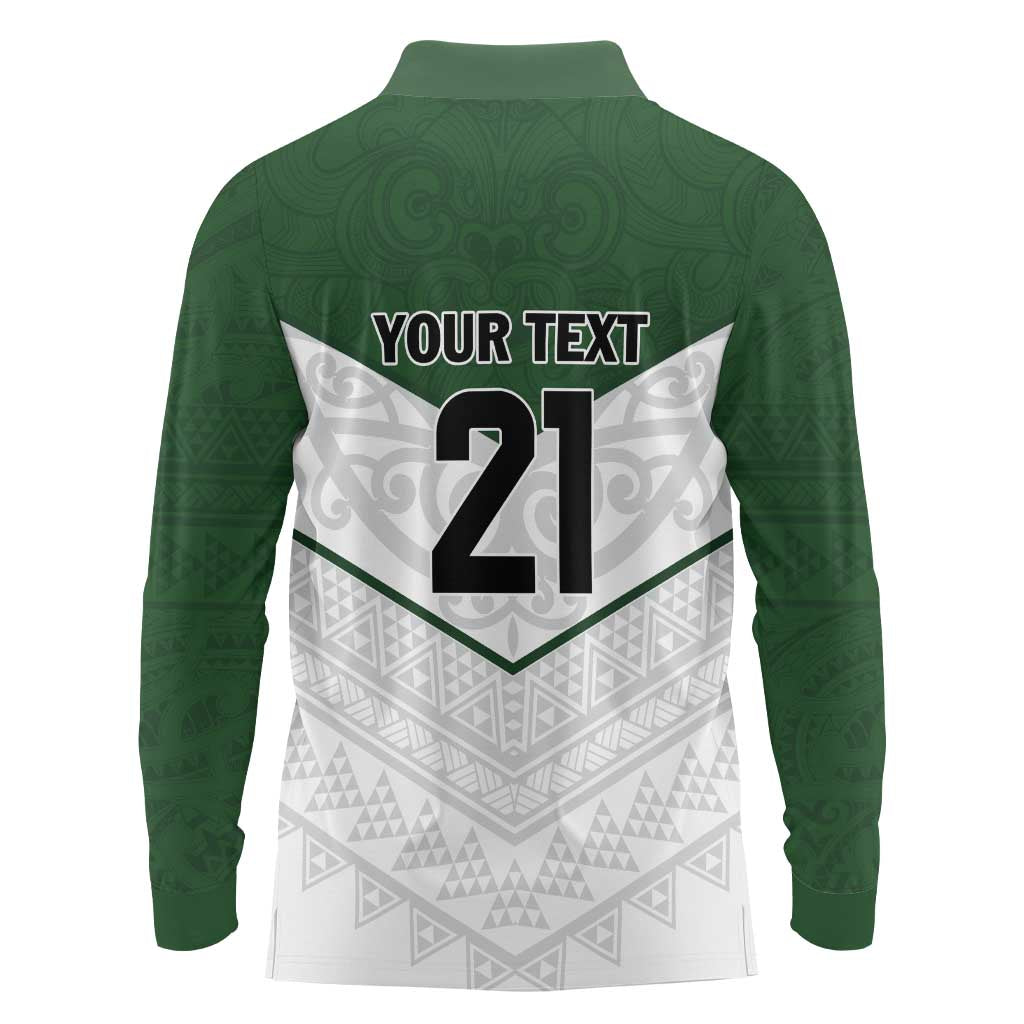 Custom New Zealand Maori Niho Taniwha Long Sleeve Polo Shirt