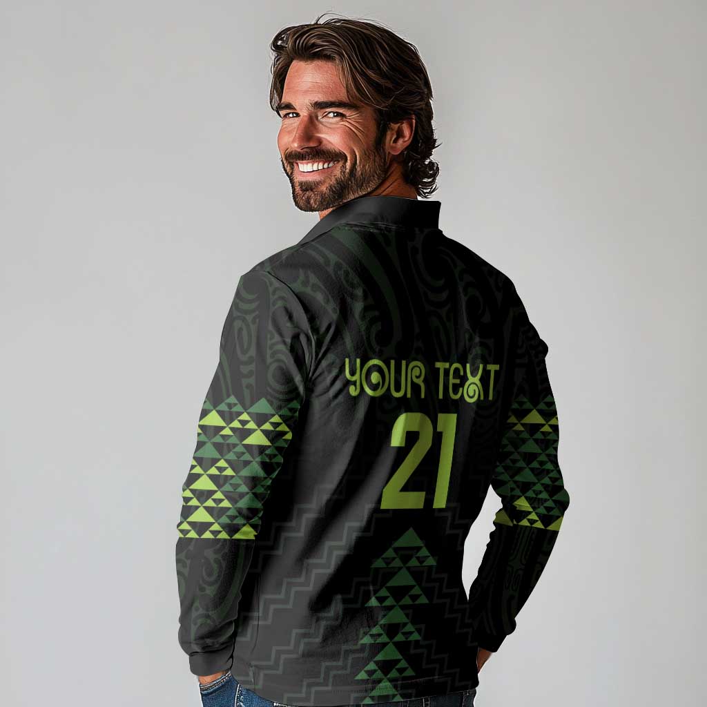 Custom New Zealand Maori Koru Koiri Motif Long Sleeve Polo Shirt