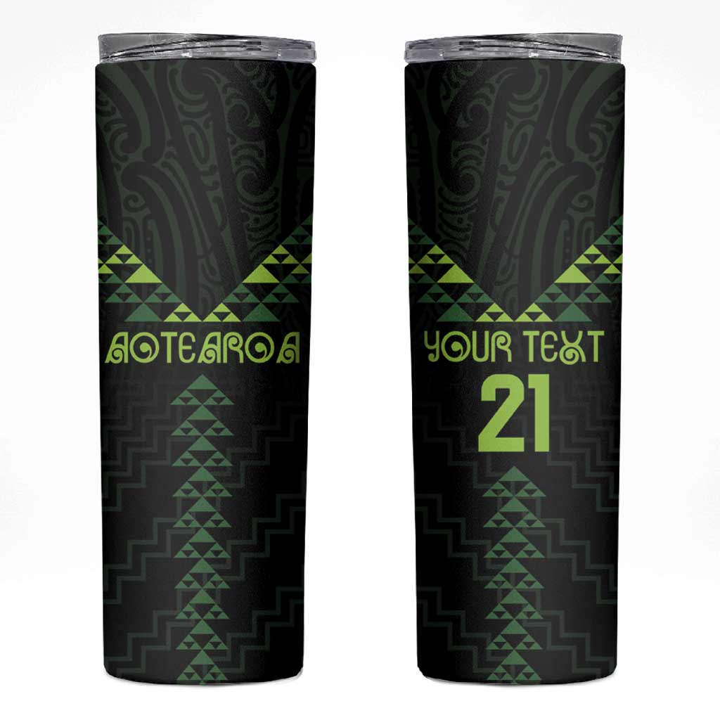 Custom New Zealand Maori Koru Koiri Motif Skinny Tumbler LT9 Green - Polynesian Pride
