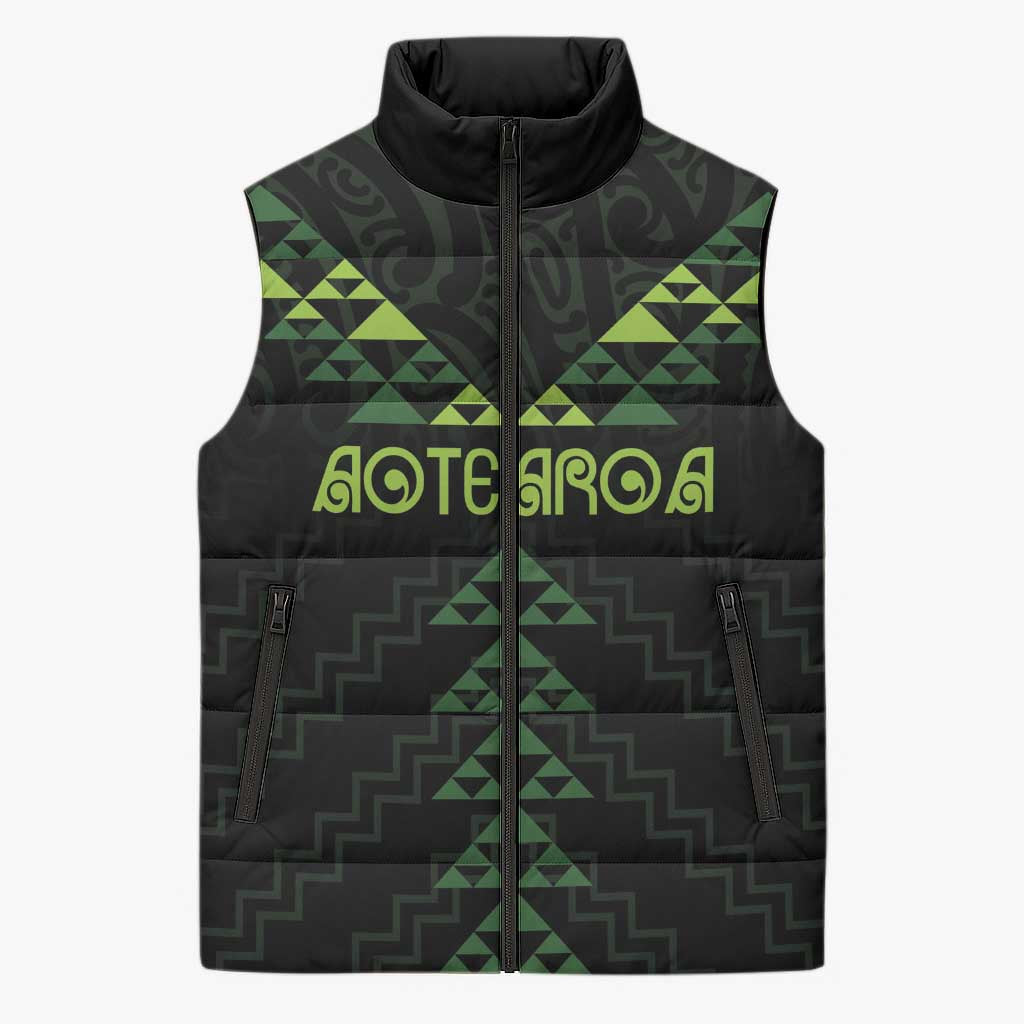 Custom New Zealand Maori Koru Koiri Motif Sleeveless Puffer Jacket - Polynesian Pride