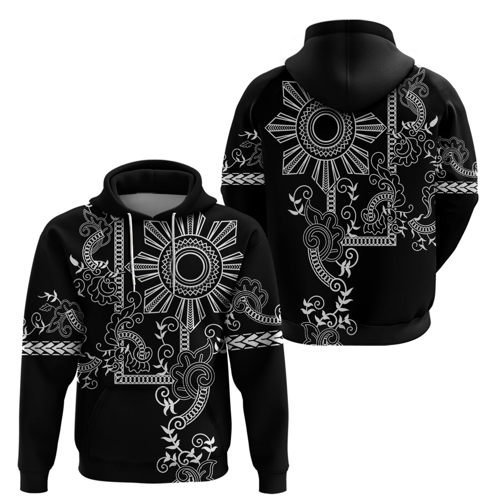 Filipino Sun Tribal Tattoo Zip Hoodie Philippines Inspired Barong Simple Black