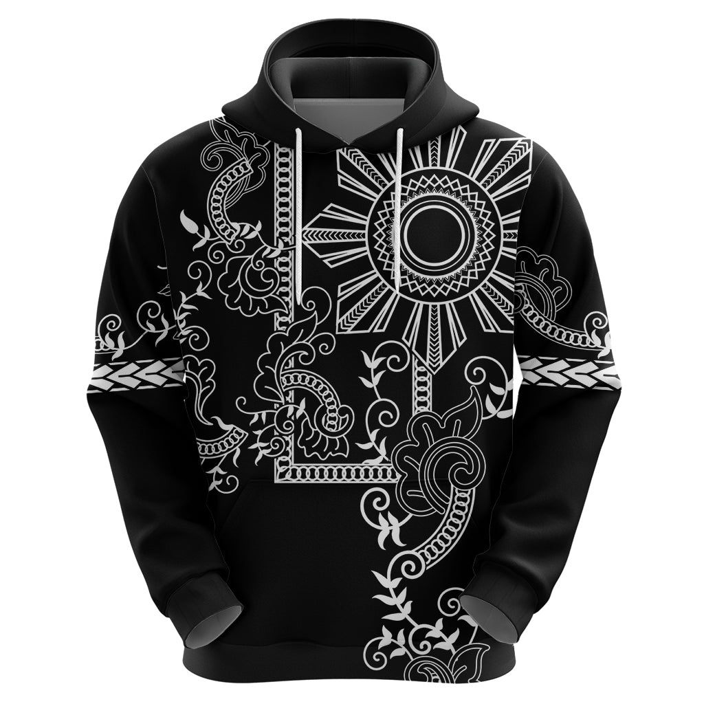 Filipino Sun Tribal Tattoo Zip Hoodie Philippines Inspired Barong Simple Black