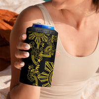 Filipino Sun Tribal Tattoo 4 in 1 Can Cooler Tumbler Philippines Inspired Barong Simple Gold