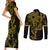 Filipino Sun Tribal Tattoo Couples Matching Short Sleeve Bodycon Dress and Long Sleeve Button Shirt Philippines Inspired Barong Simple Gold