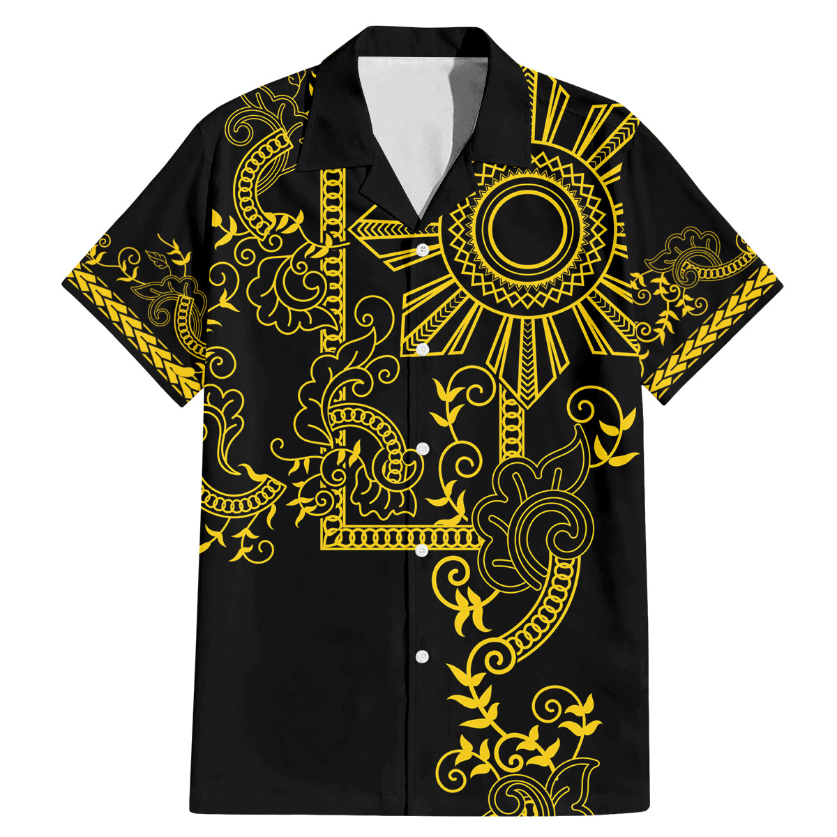 Filipino Sun Tribal Tattoo Family Matching Mermaid Dress and Hawaiian Shirt Philippines Inspired Barong Simple Gold