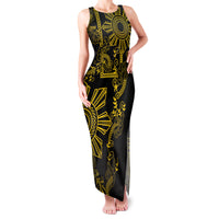 Filipino Sun Tribal Tattoo Family Matching Tank Maxi Dress and Hawaiian Shirt Philippines Inspired Barong Simple Gold