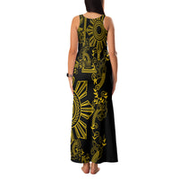 Filipino Sun Tribal Tattoo Family Matching Tank Maxi Dress and Hawaiian Shirt Philippines Inspired Barong Simple Gold