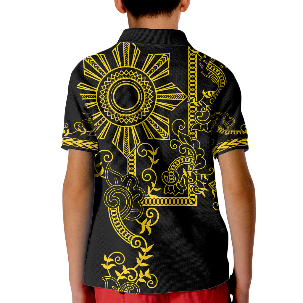 Filipino Sun Tribal Tattoo Kid Polo Shirt Philippines Inspired Barong Simple Gold
