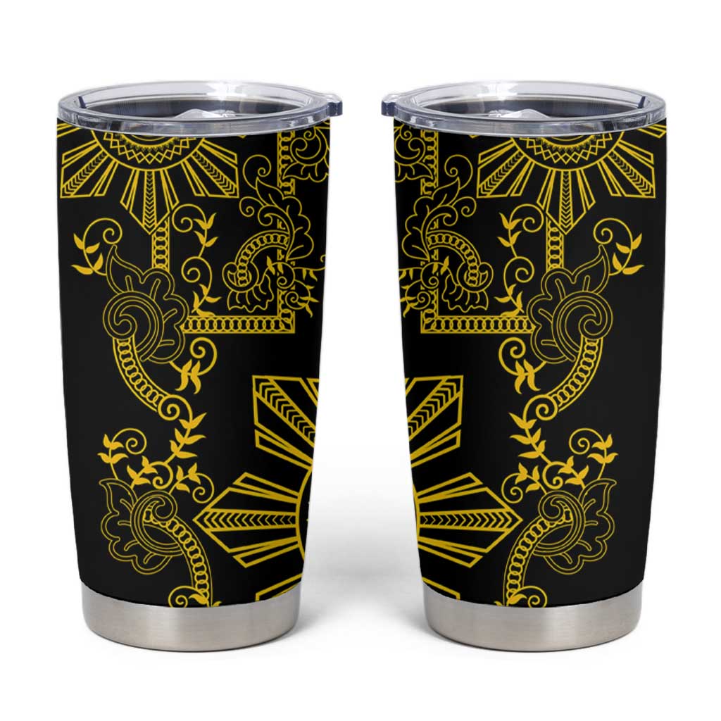 Filipino Sun Tribal Tattoo Tumbler Cup Philippines Inspired Barong Simple Gold