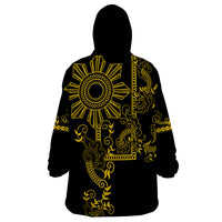 Filipino Sun Tribal Tattoo Wearable Blanket Hoodie Philippines Inspired Barong Simple Gold