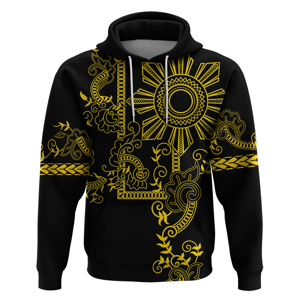 Filipino Sun Tribal Tattoo Zip Hoodie Philippines Inspired Barong Simple Gold