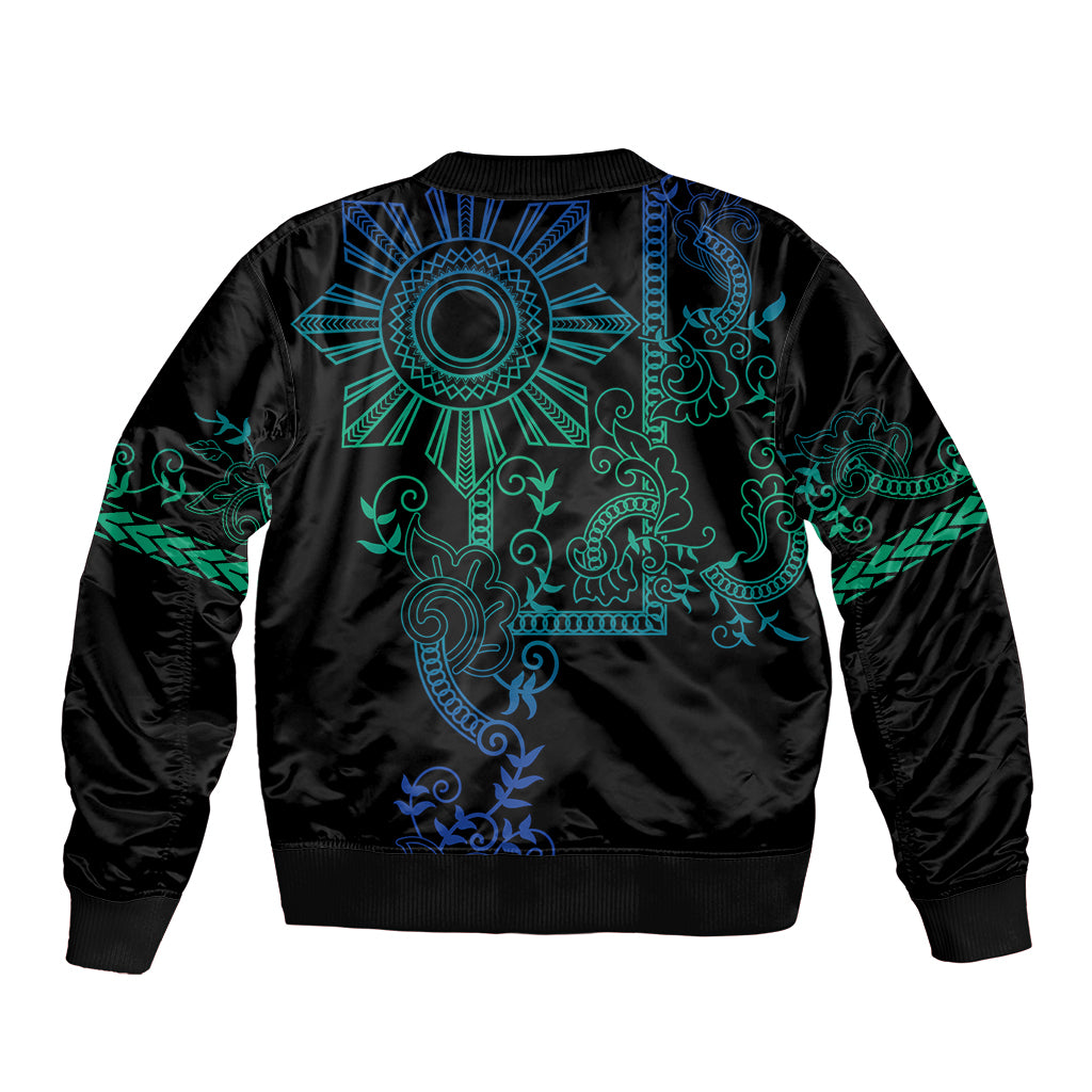 Filipino Sun Tribal Tattoo Bomber Jacket Philippines Inspired Barong Blue Art