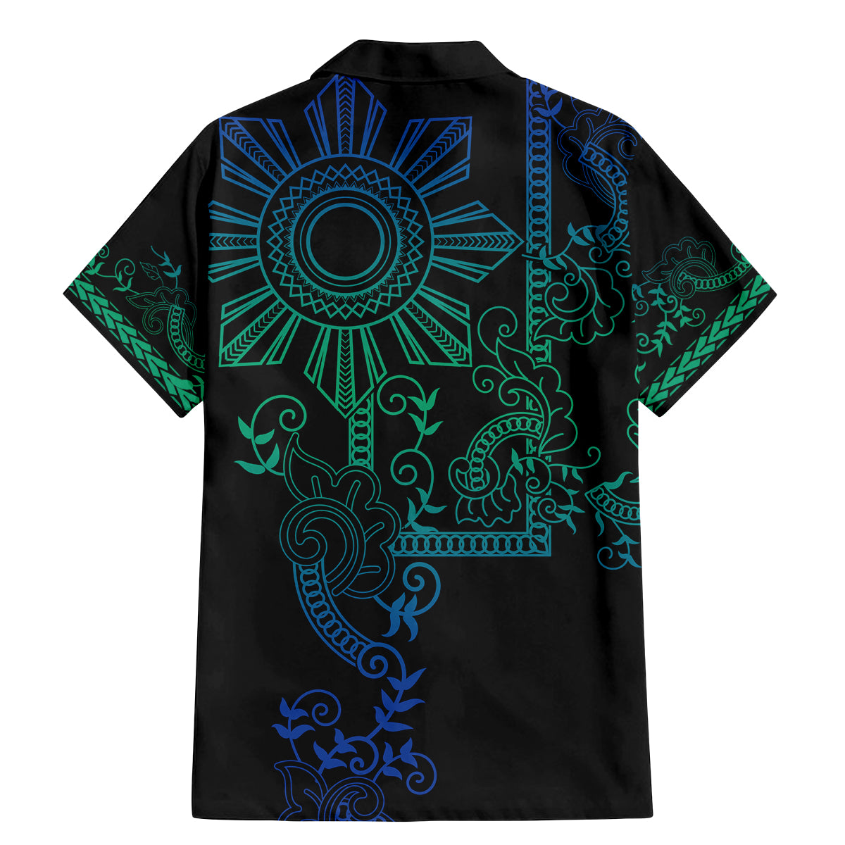 Filipino Sun Tribal Tattoo Family Matching Mermaid Dress and Hawaiian Shirt Philippines Inspired Barong Blue Art