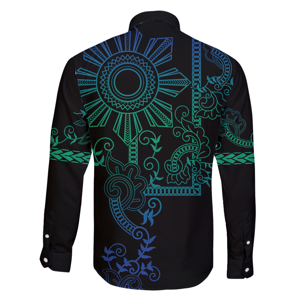 Filipino Sun Tribal Tattoo Family Matching Mermaid Dress and Hawaiian Shirt Philippines Inspired Barong Blue Art