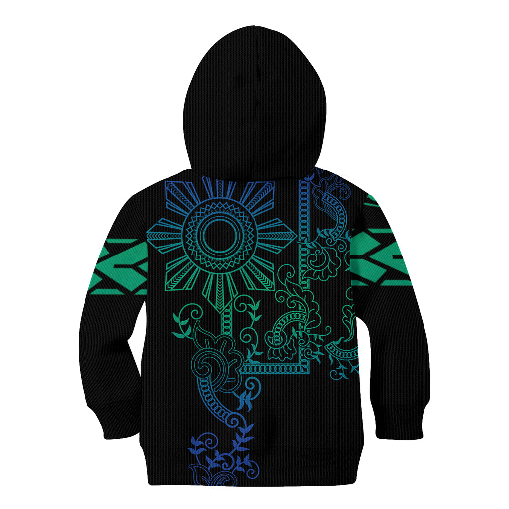Filipino Sun Tribal Tattoo Kid Hoodie Philippines Inspired Barong Blue Art