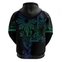 Filipino Sun Tribal Tattoo Zip Hoodie Philippines Inspired Barong Blue Art