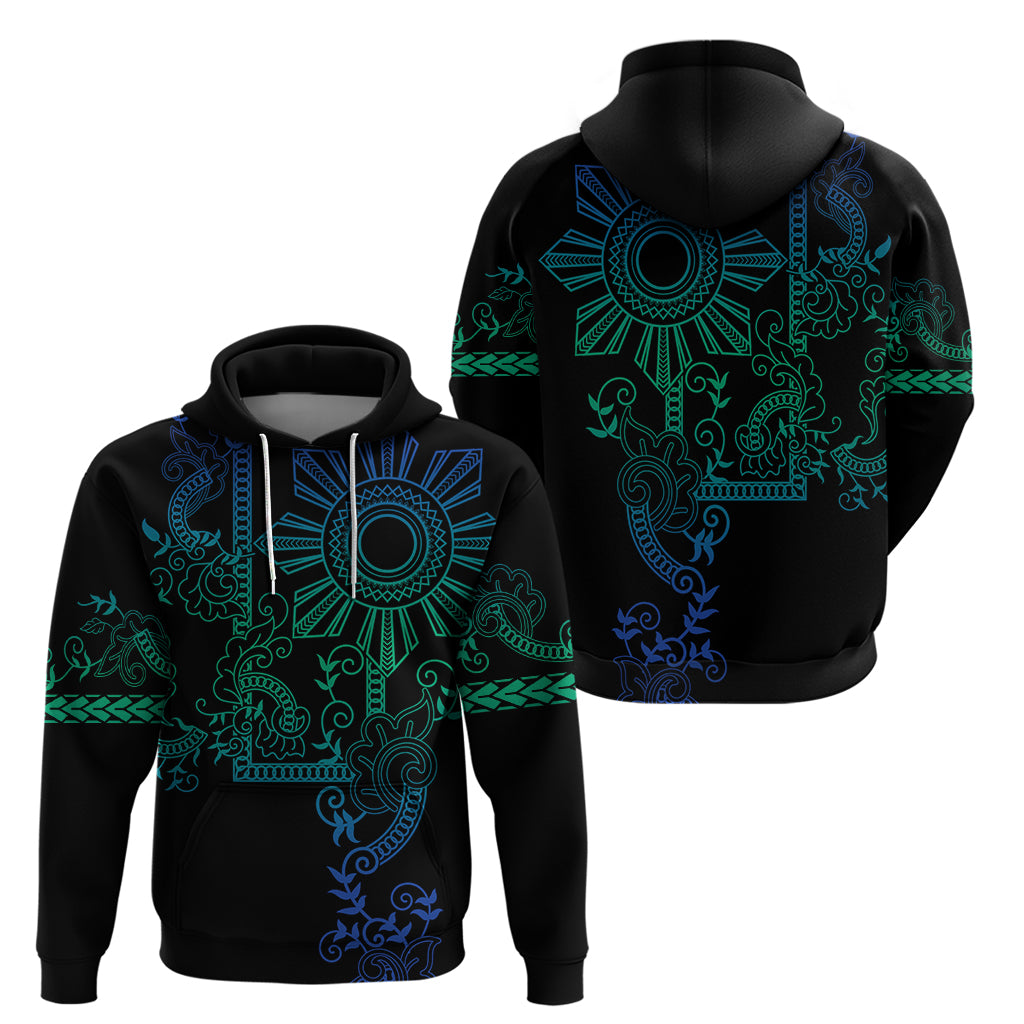 Filipino Sun Tribal Tattoo Zip Hoodie Philippines Inspired Barong Blue Art