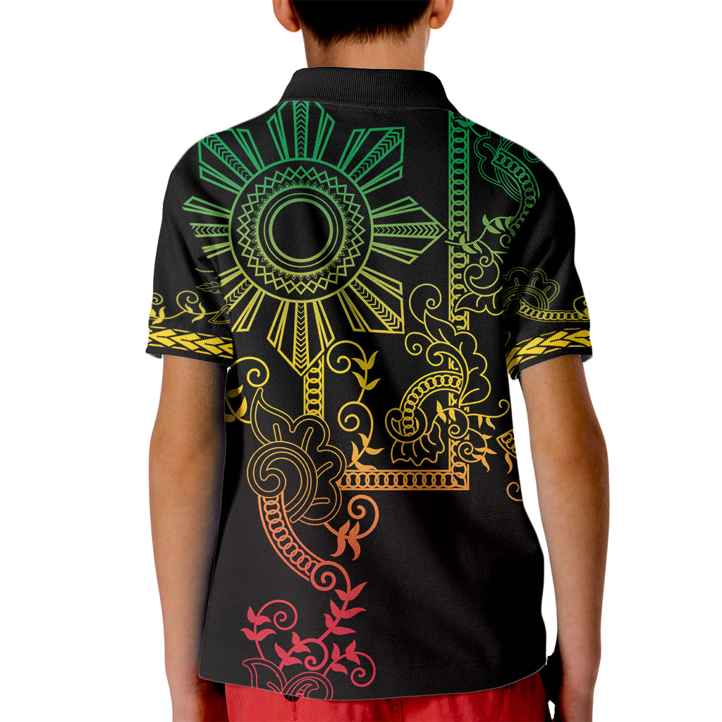 Filipino Sun Tribal Tattoo Kid Polo Shirt Philippines Inspired Barong Reggae Art