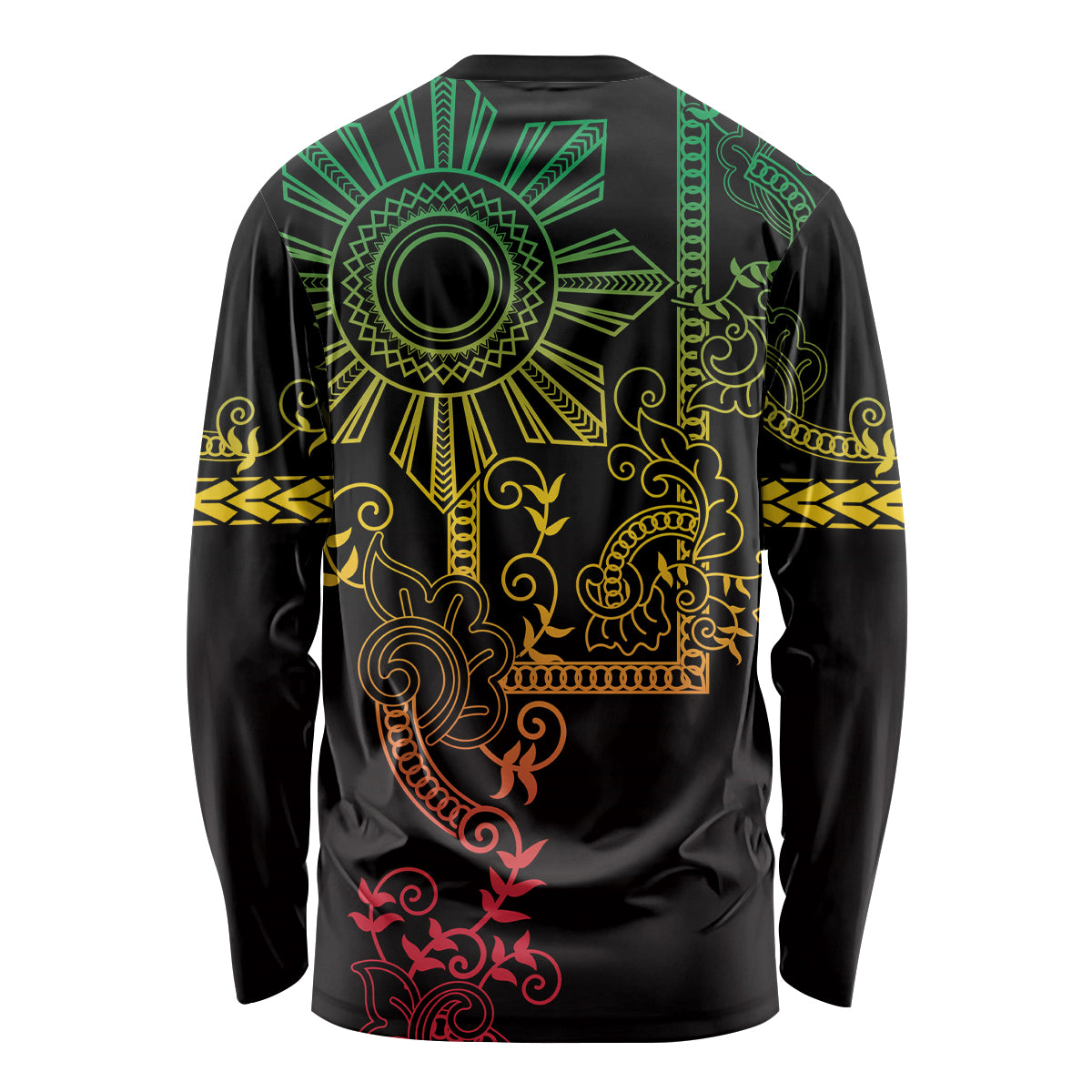 Filipino Sun Tribal Tattoo Long Sleeve Shirt Philippines Inspired Barong Reggae Art