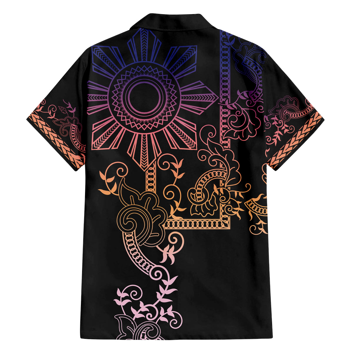 Filipino Sun Tribal Tattoo Family Matching Tank Maxi Dress and Hawaiian Shirt Philippines Inspired Barong Pink Art