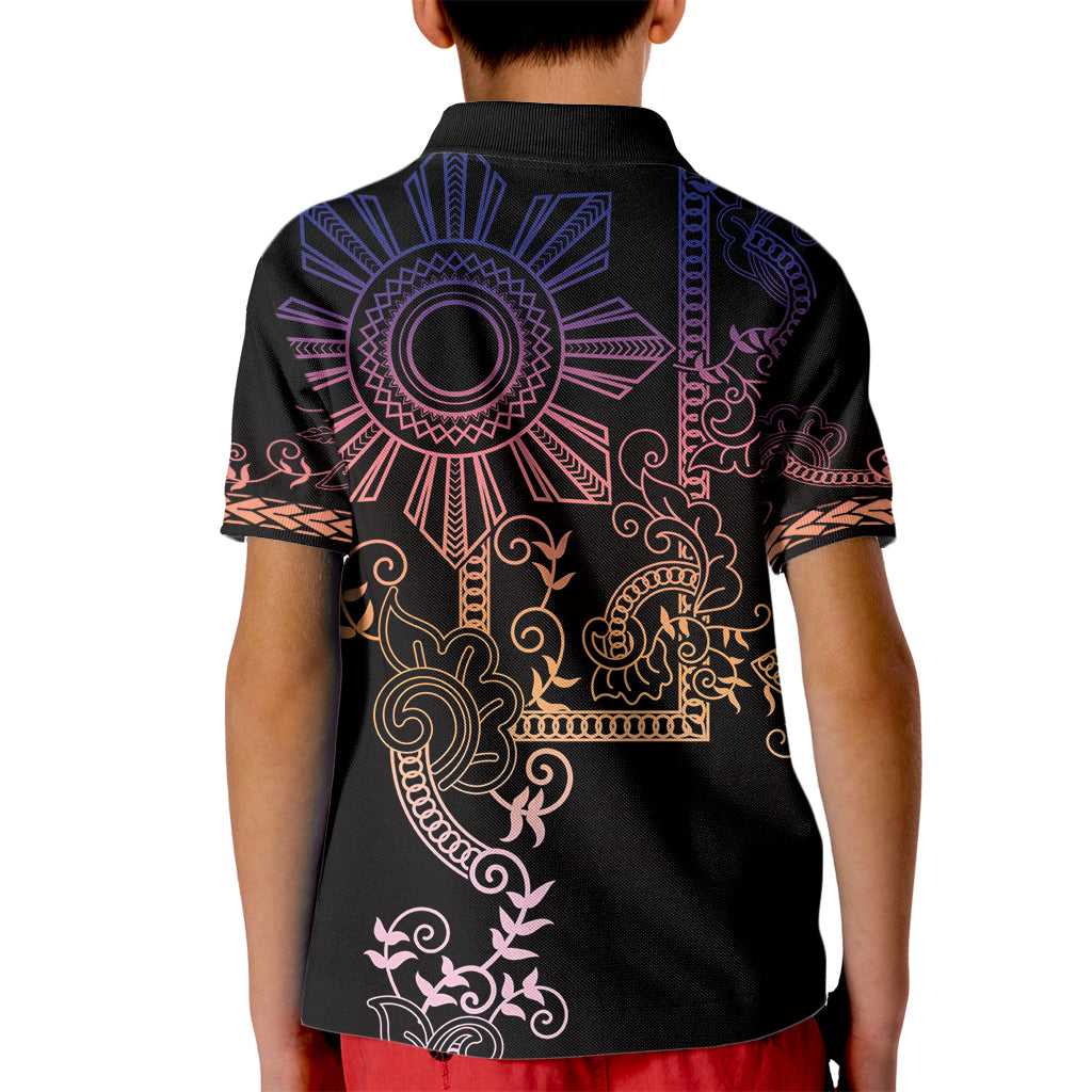 Filipino Sun Tribal Tattoo Kid Polo Shirt Philippines Inspired Barong Pink Art