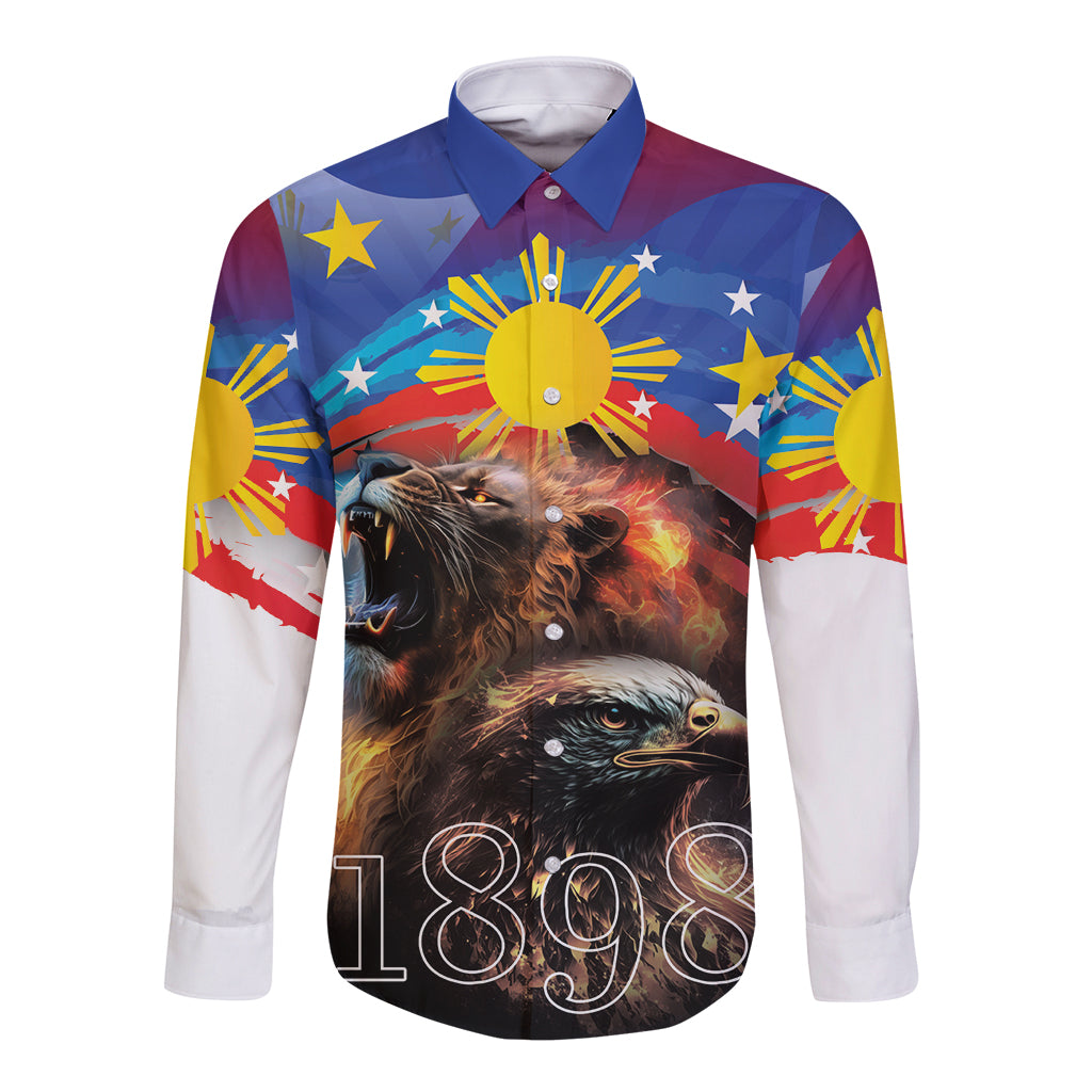 Philippines Lion and Eagle 1898 Long Sleeve Button Shirt Pilipinas Maligayang Araw ng Kalayaan