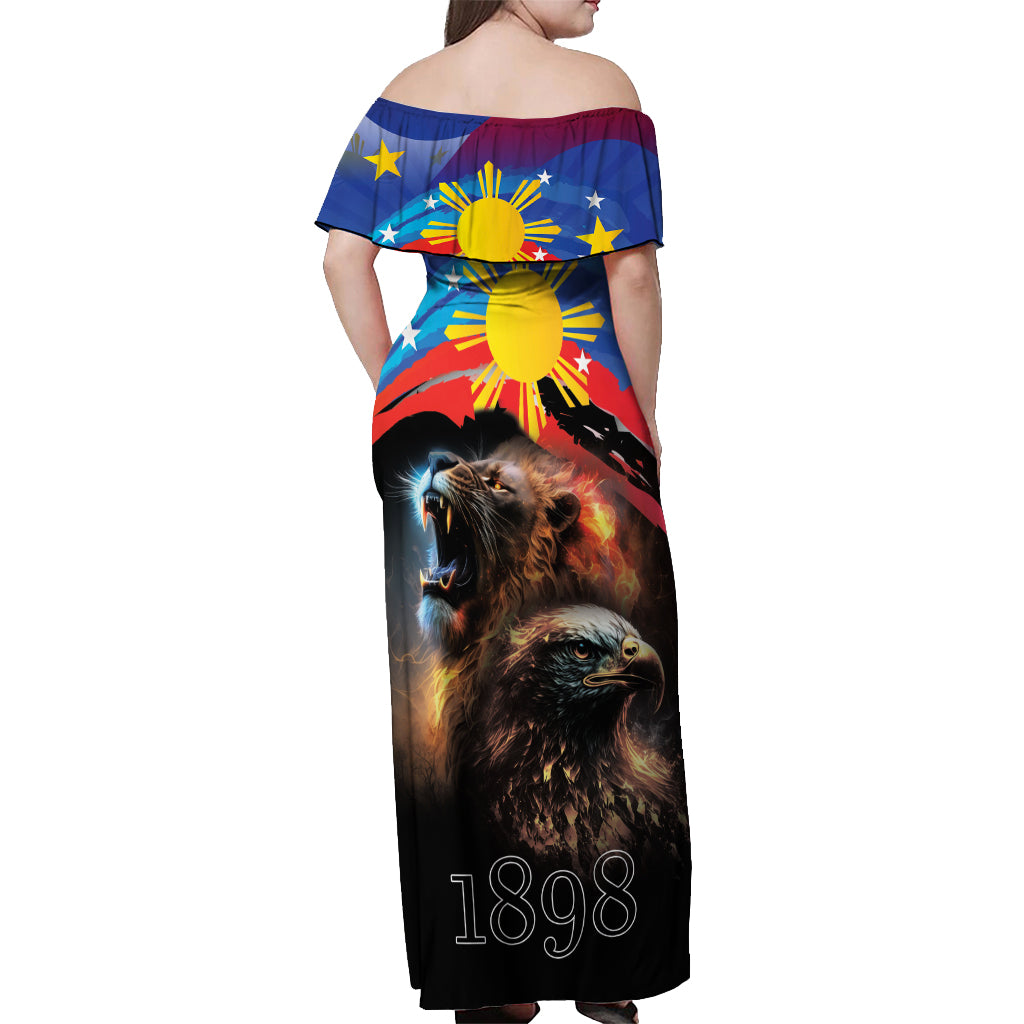 Philippines Lion and Eagle 1898 Off Shoulder Maxi Dress Pilipinas Maligayang Araw ng Kalayaan