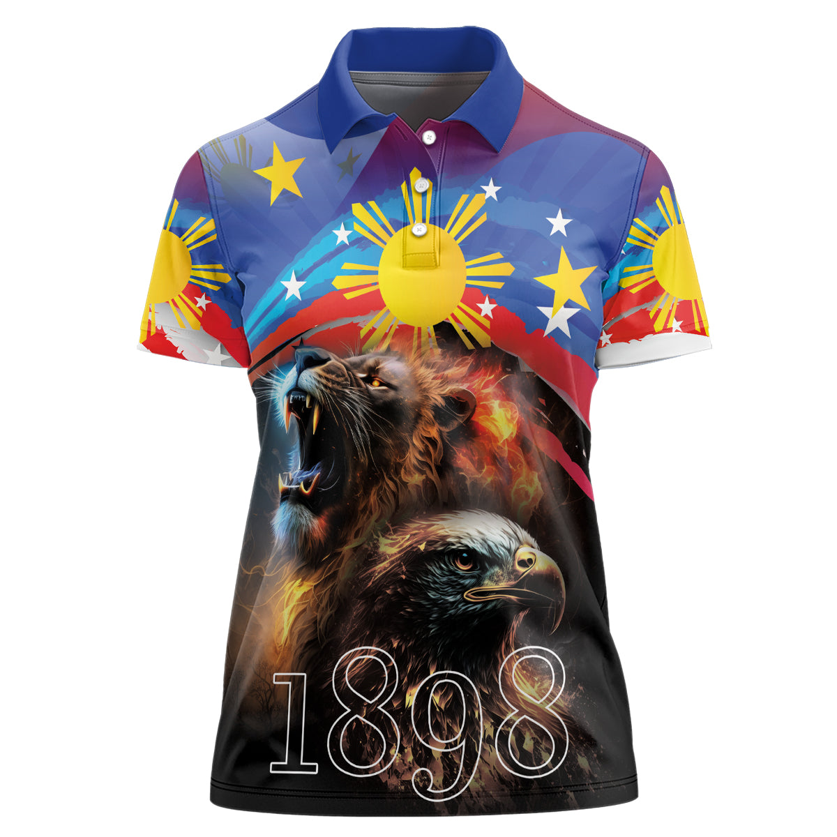 Philippines Lion and Eagle 1898 Women Polo Shirt Pilipinas Maligayang Araw ng Kalayaan