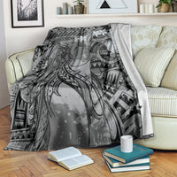 Pacific Beauty Girl Blanket Black Polyneisan Tribal Vintage Motif LT9 Black - Polynesian Pride