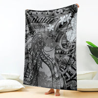 Pacific Beauty Girl Blanket Black Polyneisan Tribal Vintage Motif LT9 - Polynesian Pride