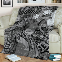 Pacific Beauty Girl Blanket Black Polyneisan Tribal Vintage Motif LT9 - Polynesian Pride