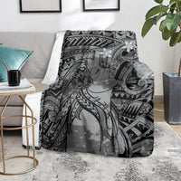 Pacific Beauty Girl Blanket Black Polyneisan Tribal Vintage Motif LT9 - Polynesian Pride