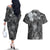 Pacific Beauty Girl Couples Matching Off The Shoulder Long Sleeve Dress and Hawaiian Shirt Black Polyneisan Tribal Vintage Motif