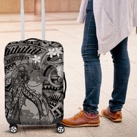 Pacific Beauty Girl Luggage Cover Black Polyneisan Tribal Vintage Motif