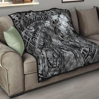 Pacific Beauty Girl Quilt Black Polyneisan Tribal Vintage Motif