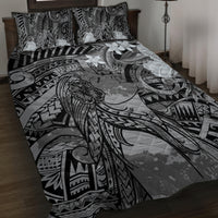 Pacific Beauty Girl Quilt Bed Set Black Polyneisan Tribal Vintage Motif