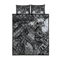 Pacific Beauty Girl Quilt Bed Set Black Polyneisan Tribal Vintage Motif