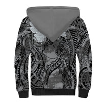 Pacific Beauty Girl Sherpa Hoodie Black Polyneisan Tribal Vintage Motif LT9 - Polynesian Pride