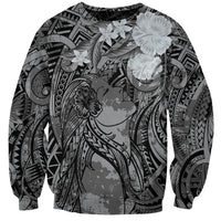 Pacific Beauty Girl Sweatshirt Black Polyneisan Tribal Vintage Motif LT9 Unisex Black - Polynesian Pride