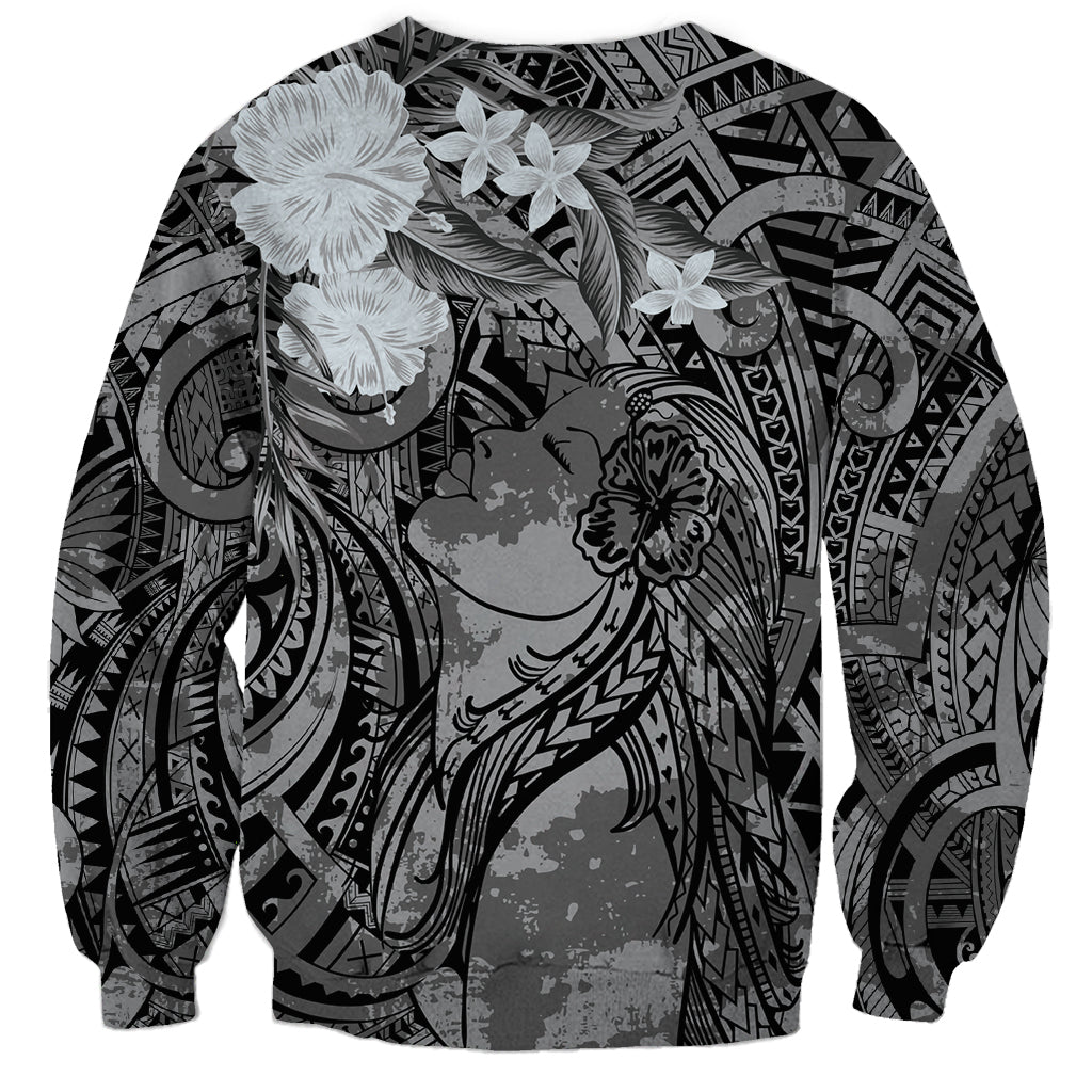 Pacific Beauty Girl Sweatshirt Black Polyneisan Tribal Vintage Motif LT9 - Polynesian Pride