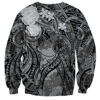 Pacific Beauty Girl Sweatshirt Black Polyneisan Tribal Vintage Motif LT9 - Polynesian Pride