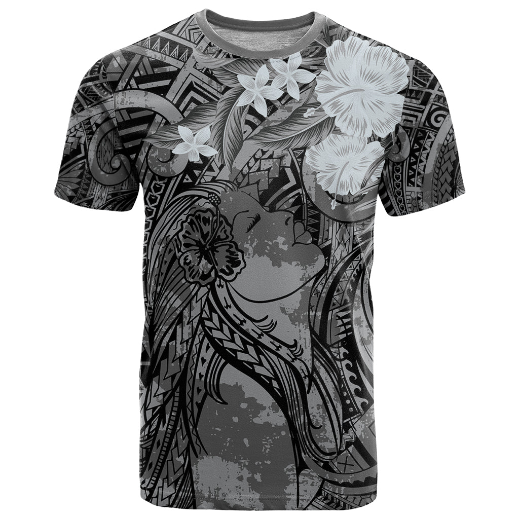 Pacific Beauty Girl T Shirt Black Polyneisan Tribal Vintage Motif LT9 Black - Polynesian Pride