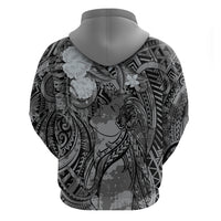 Pacific Beauty Girl Zip Hoodie Black Polyneisan Tribal Vintage Motif